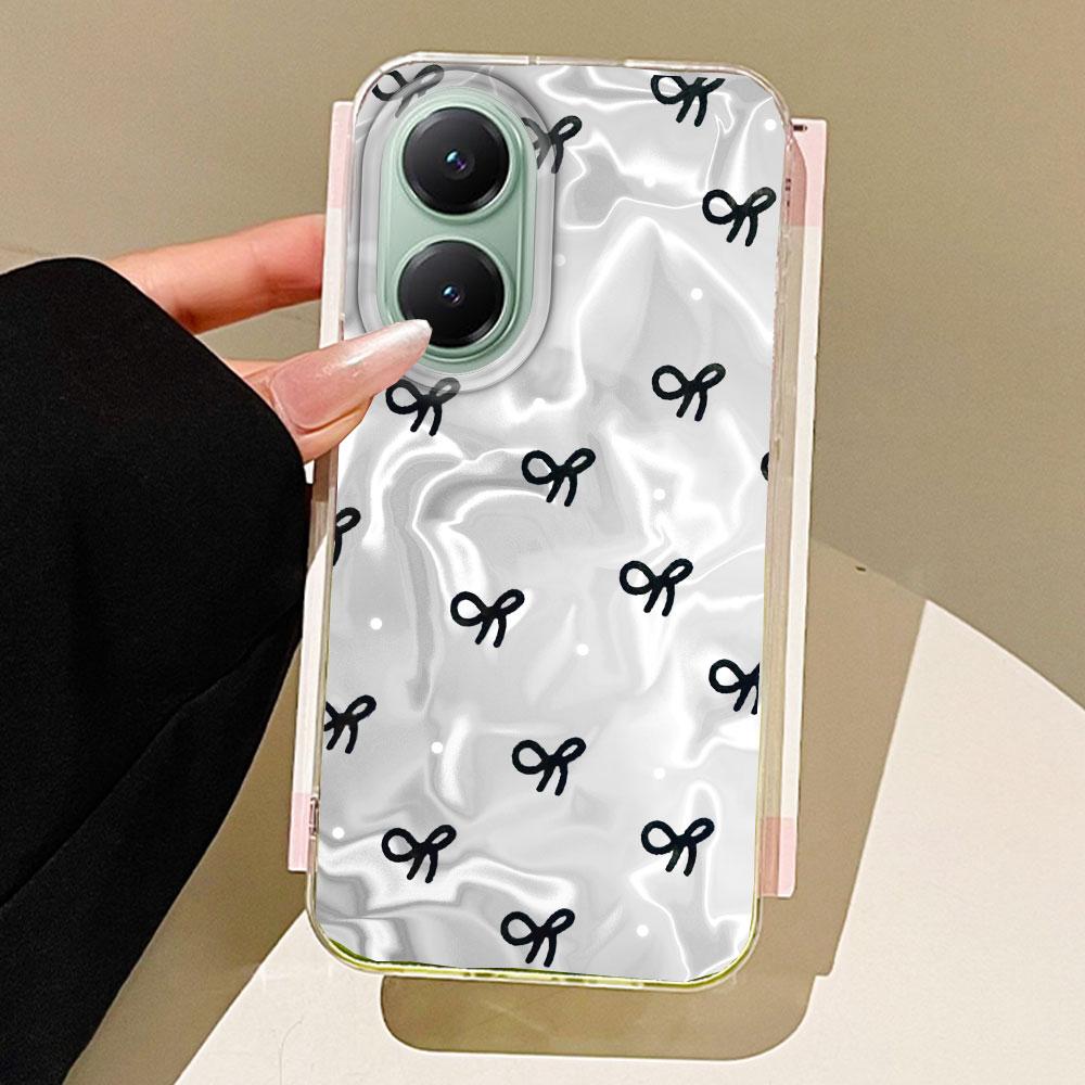 

Круглые точки Черный бант Женский Девичий Чехол для телефона с текстурой воды для Xiaomi Poco X5 M6 Pro X6 X3 Pro NFC C75 C71 C65 C61 M5S Чехол Redmi Note 13 Pro 5G белый