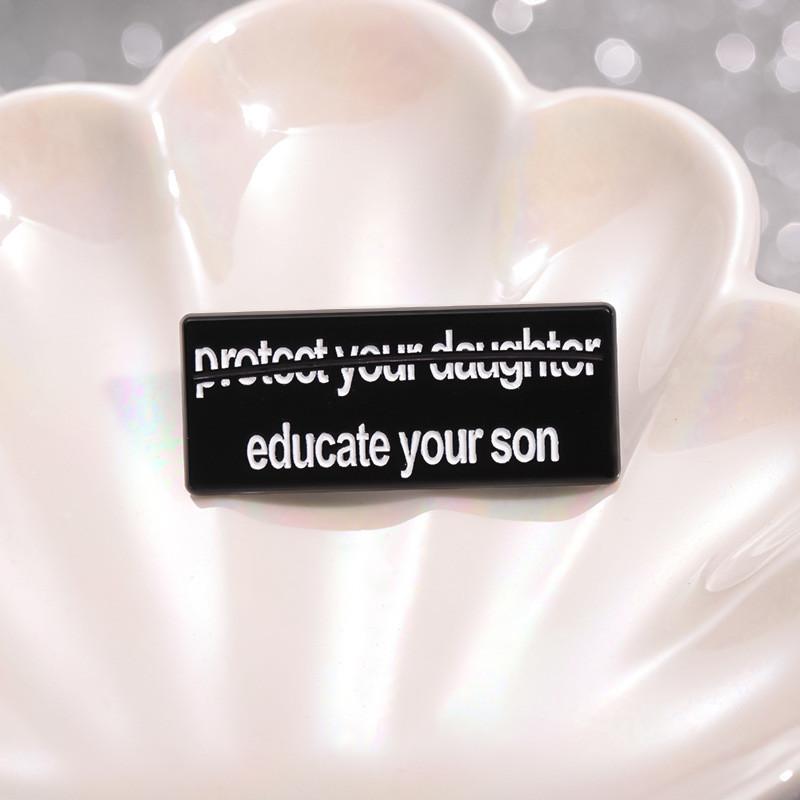 Black Square Stylish Brooch Crafted From Durable Alloy With Fun Cartoon Designs For All Ages