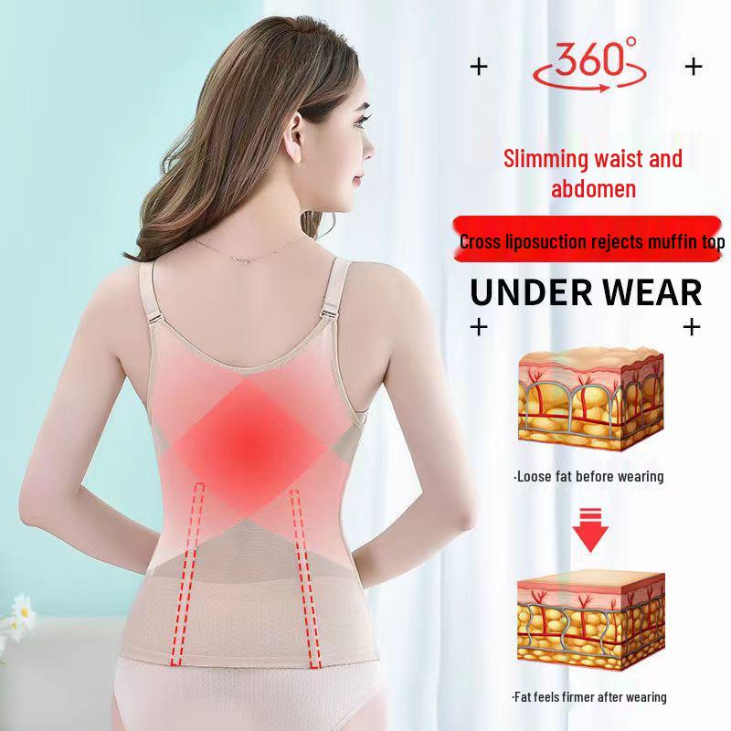 Women's Plus Size 6-Row Hook Abdomen Control Corset Top for Strong Upper Body Slimming