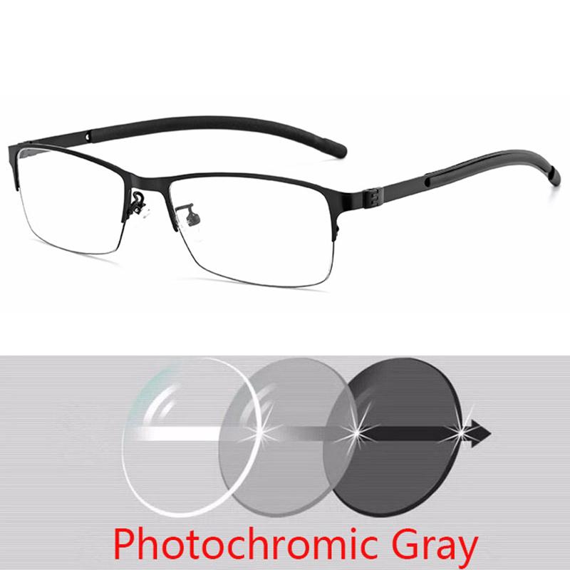 Titanium Alloy Photochromic Myopia Eyeglasses Women Men Prescription Spectacles Eyewear -0.5 -0.75 -1 -1.25 -1.5 -2 -2.5 To -6