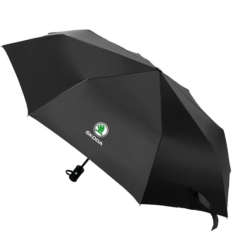1Pcs Windproof Rain Fully Automatic Compact 3 Folding Umbrella Car Accessories For Skoda Octavia MK2 MK3 2 3 A7 Fabia Karoq Kodiaq Superb Rapid Kamiq