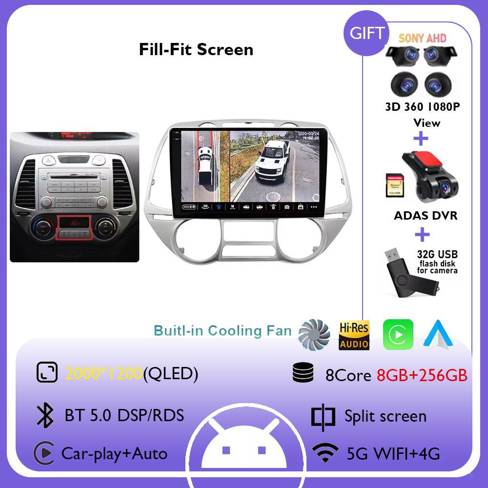 Android 14 For Hyundai i20 2012-2014 Manual Autoradio Car Radio Video Multimedia Player Touch Screen No DVD 2Din GPS 360 Camera