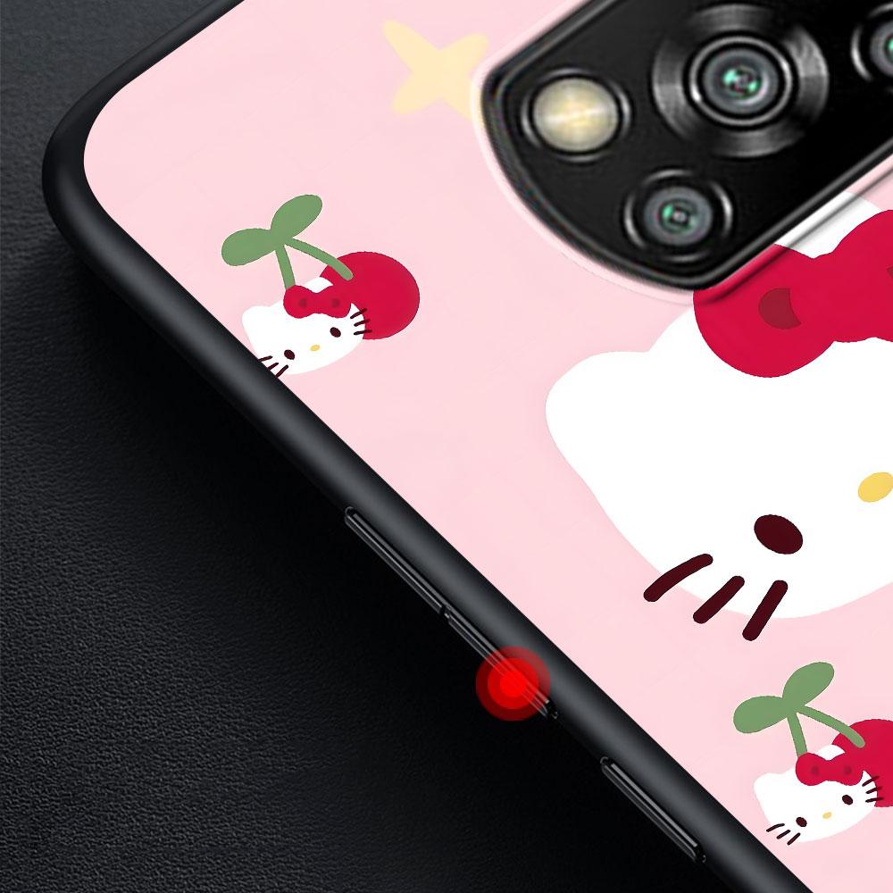 Hello Kitty Kawaii KT Cat Case for Xiaomi Poco M3 X3 NFC X5 M5s M4 Pro 5G F3 Black Silicone Soft Phone Cover Coque