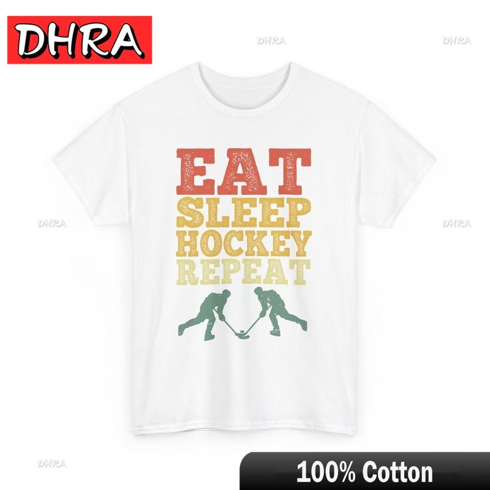 Ice Hockey Shirt Eat Sleep Hockey Repeat Hockey Player Women Unisex Shirt Simple Unique Tee Shirt Red Trippy Holiday Style Unique S