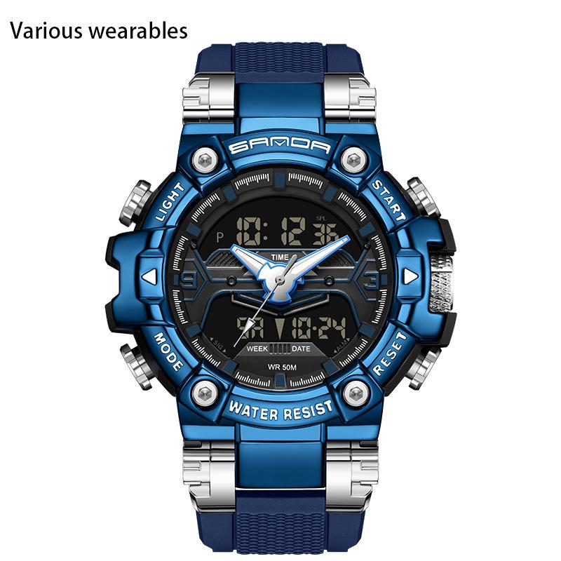 Neue elektronische Uhr, multifunktionale Modetrend-Herrenuhr, coole Uhr, im Dunkeln leuchtend, wasserdicht, stoßfest, Wecker, Herrenuhr