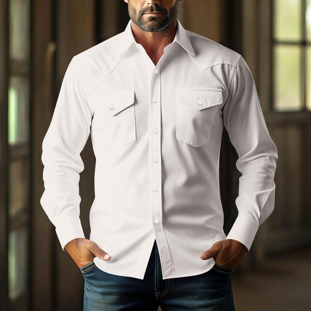 Men's Loose Classic Lapel Multi-pocket Industrial Work Shirt Top