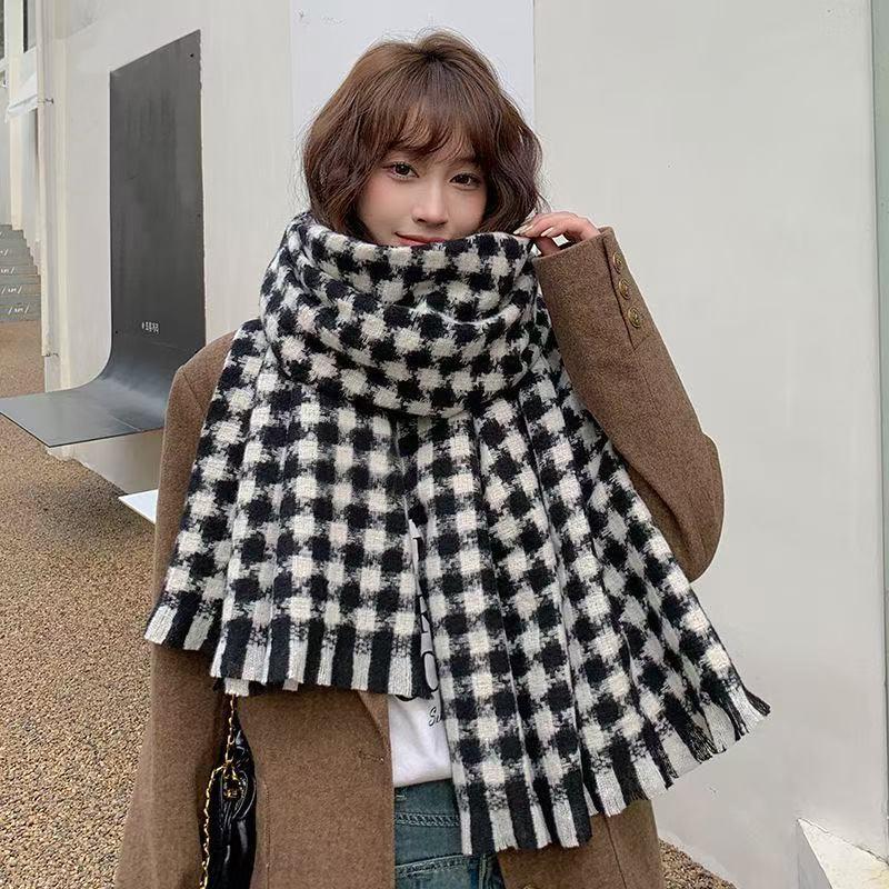 Autumn/Winter Style Women'S Scarf Korean Style Versatile Thickened Shawl Warm Neck Warmer