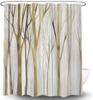 Brown Yellow Tree Fabric Shower Curtain, Art Style Abstract Birch Forest  Farmhouse Bathroom Shower Curtains with Hooks