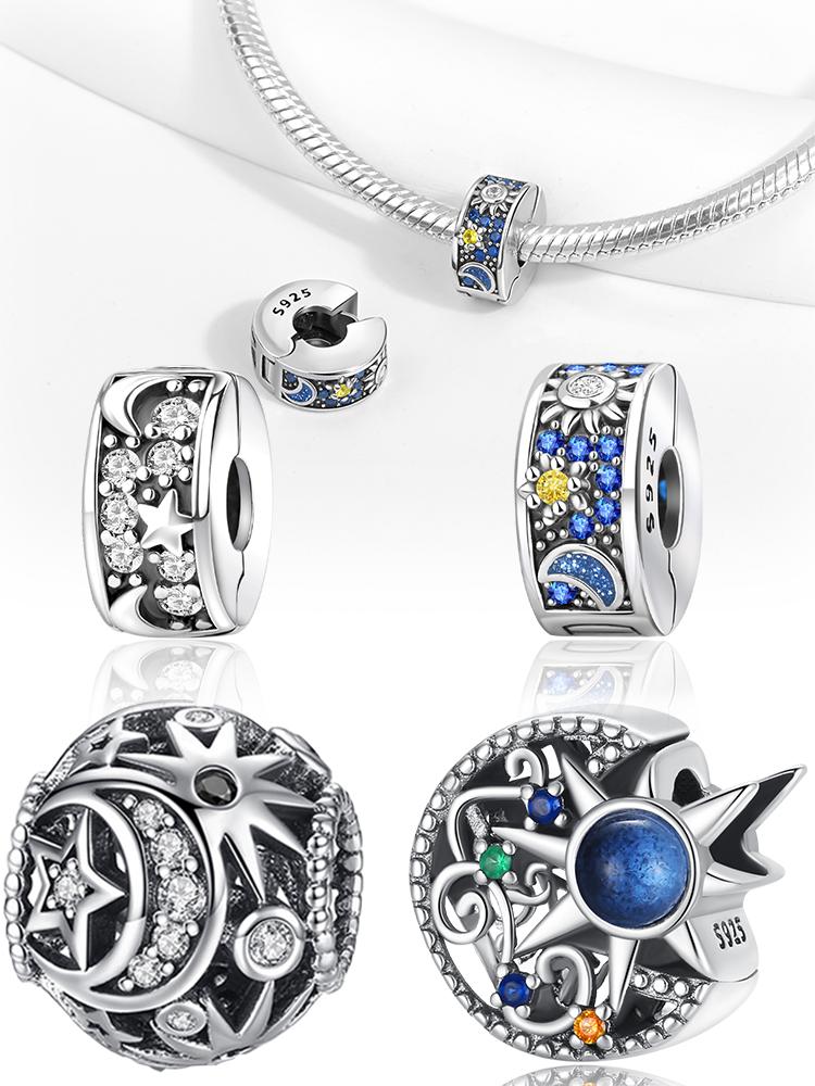 Charms Plata Sun Star Moon Universe Copper Plated For Charms Copper Plated Original Bracelet For Jewelry Making