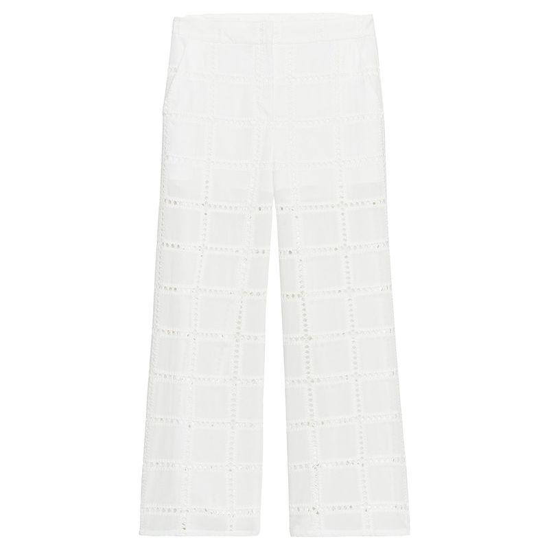 Zaprha 2025 Summer New Fashion Casual All-matching Hollow Embroidered Straight High Waist Trousers 8132716