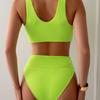 Women Sexy Solid Color Split Ribbed Bikini Swimsuit For Ladies