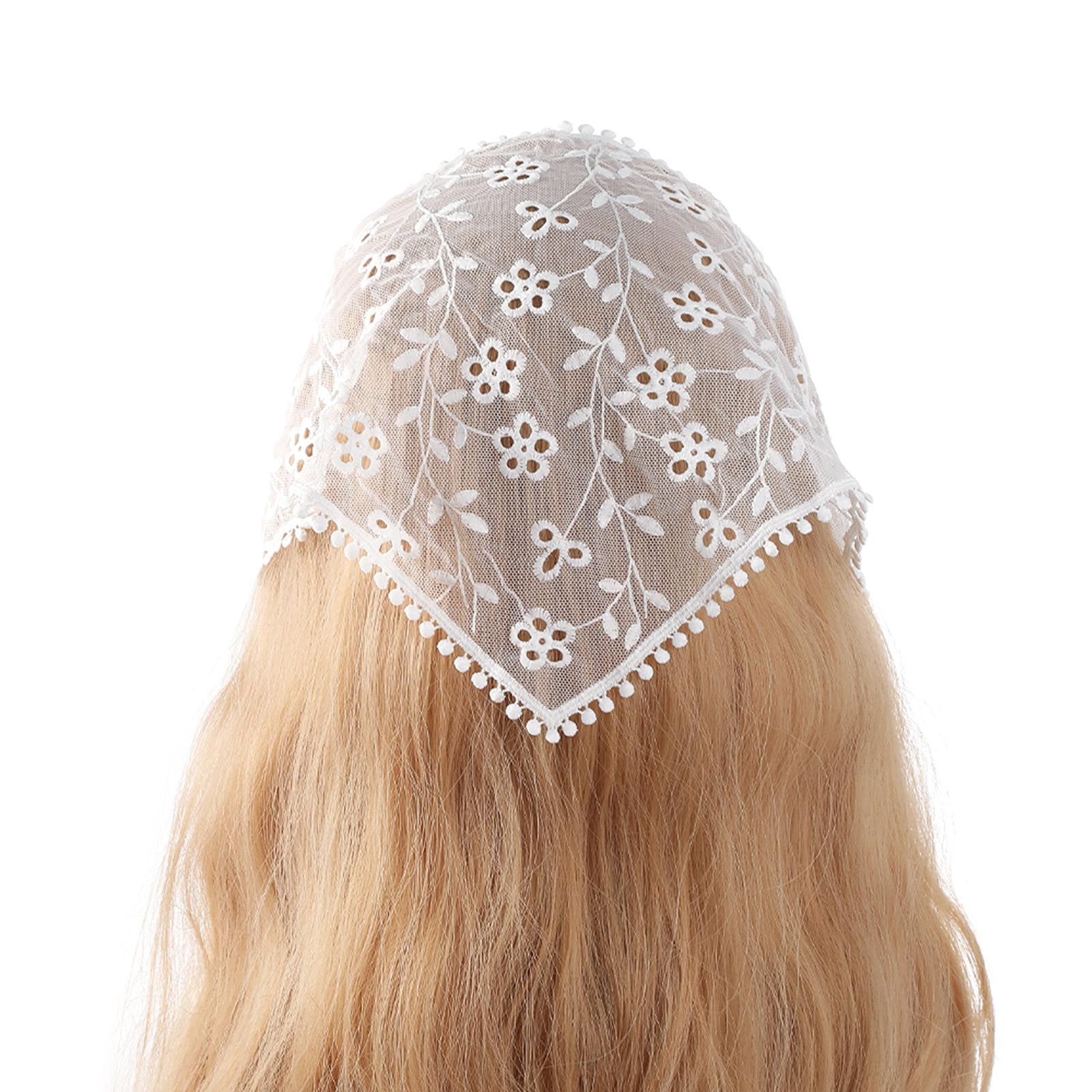 

Sweet Girls Lace Bandana Summer Sunproof Hairband Tie Back Camping Headwrap Lovely Girls Traveling Hair Kerchief