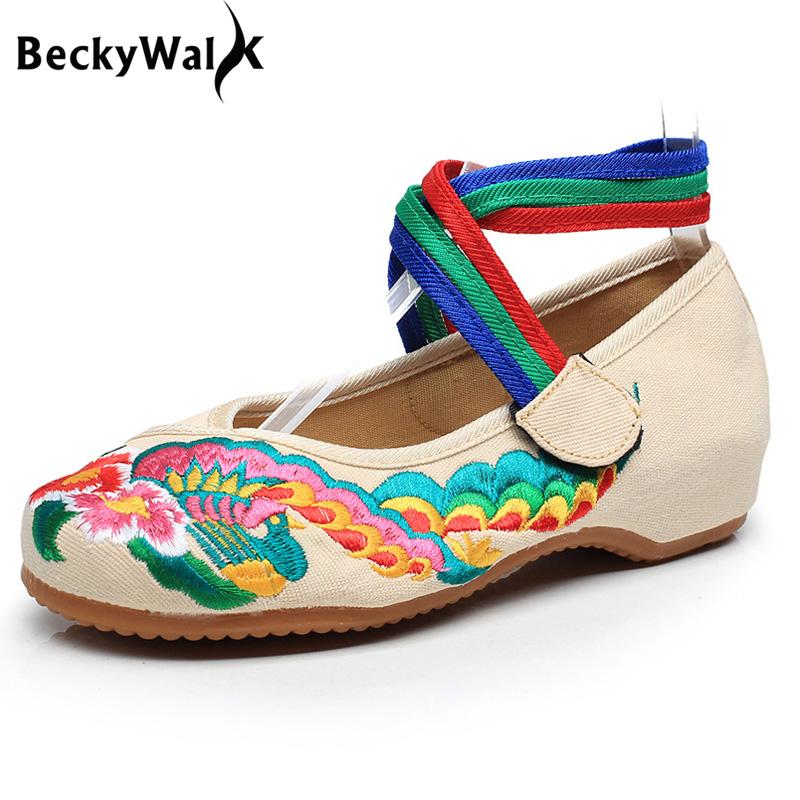Chinese Style Women Shoes Embroideried Old Beijing Cloth Shoes Woman Spring Summer Comfort Casual Shoes Plus Size 34-41 WSH2294
