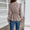 Women's Fashion Casual Spring Autumn Leopard Print Long Sleeve Blouses & Shirts