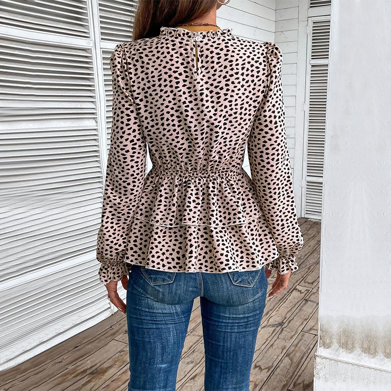 Women's Fashion Casual Spring Autumn Leopard Print Long Sleeve Blouses & Shirts