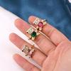 Colored Crystal Heart-shaped Opening Adjustable Ring Handmade Jewelry Party Gift