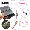 187/263 Pcs Fishing Kit Accessories Kit Jig Hooks Fishing Sinker Weights Swivels Snaps Connectors With Fishing Tackle Lure Box