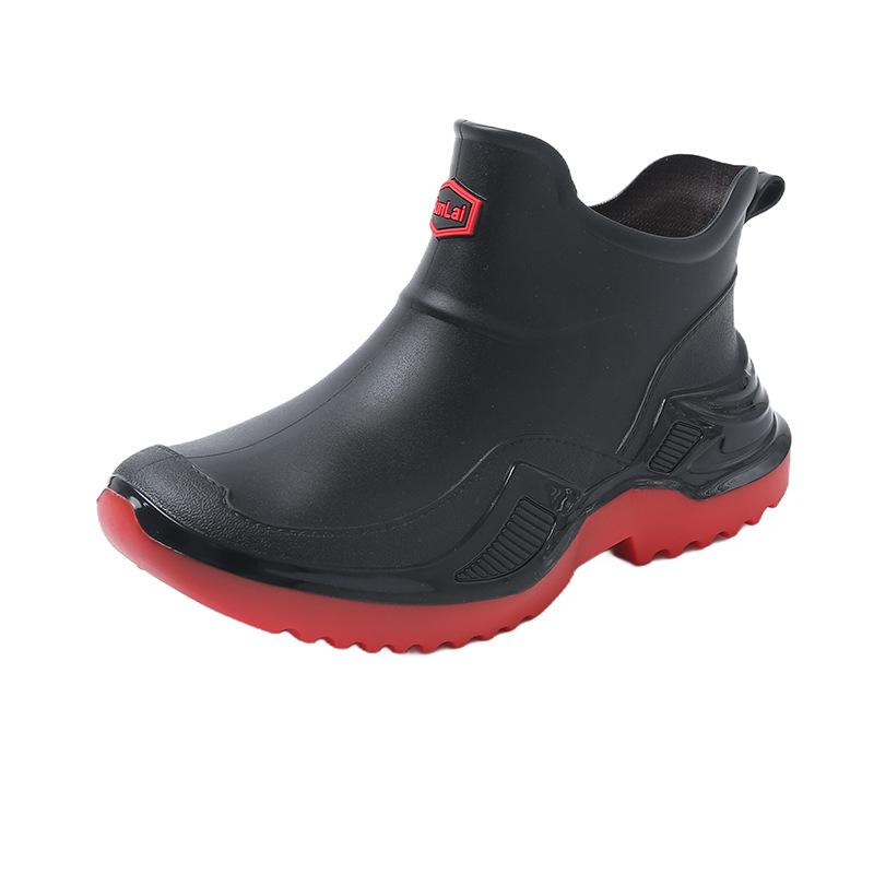2025 New Fashion Short Rain Shoes Men's, Non-slip and Wear-resistant Car Wash Thick-soled Waterproof Glue Shoes