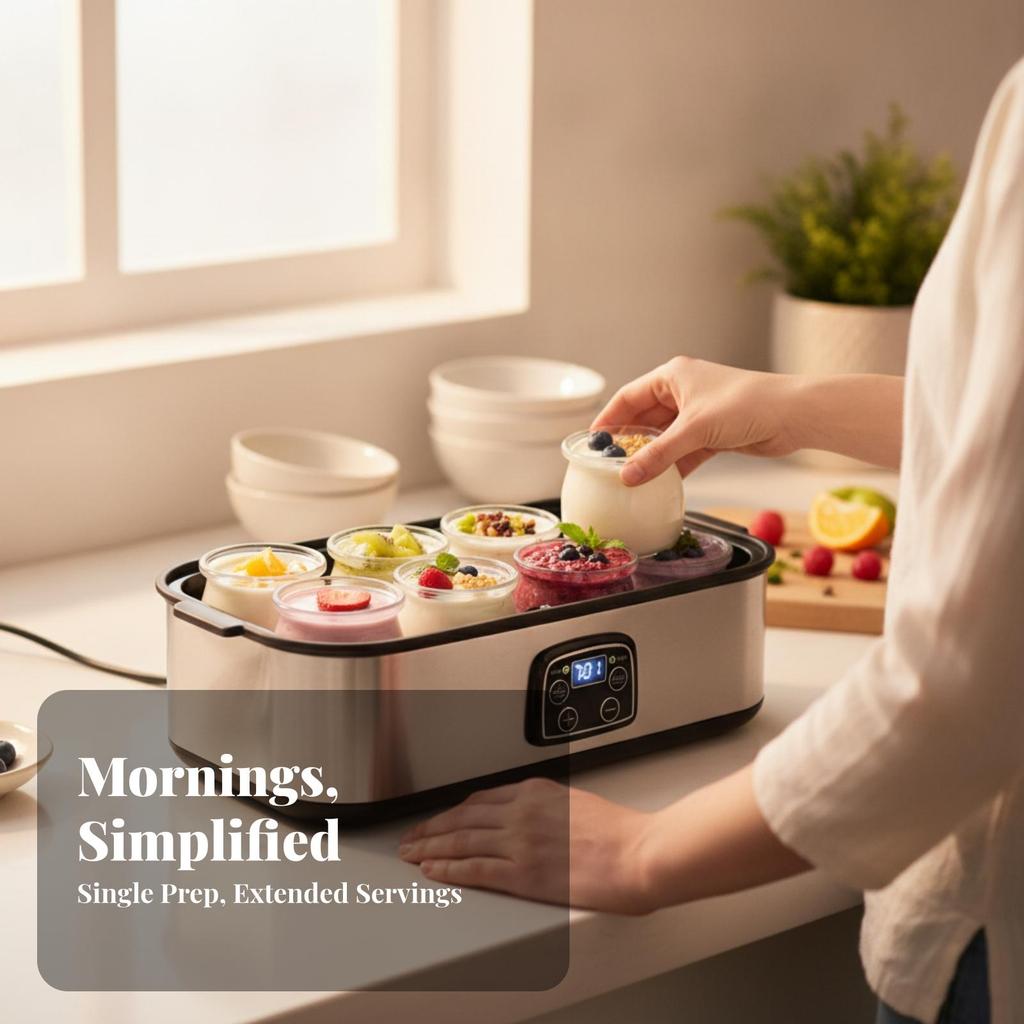 Yogurt Maker with Transparent Lid | StainlessSteel Body, FrontMounted Control Panel, Countertop