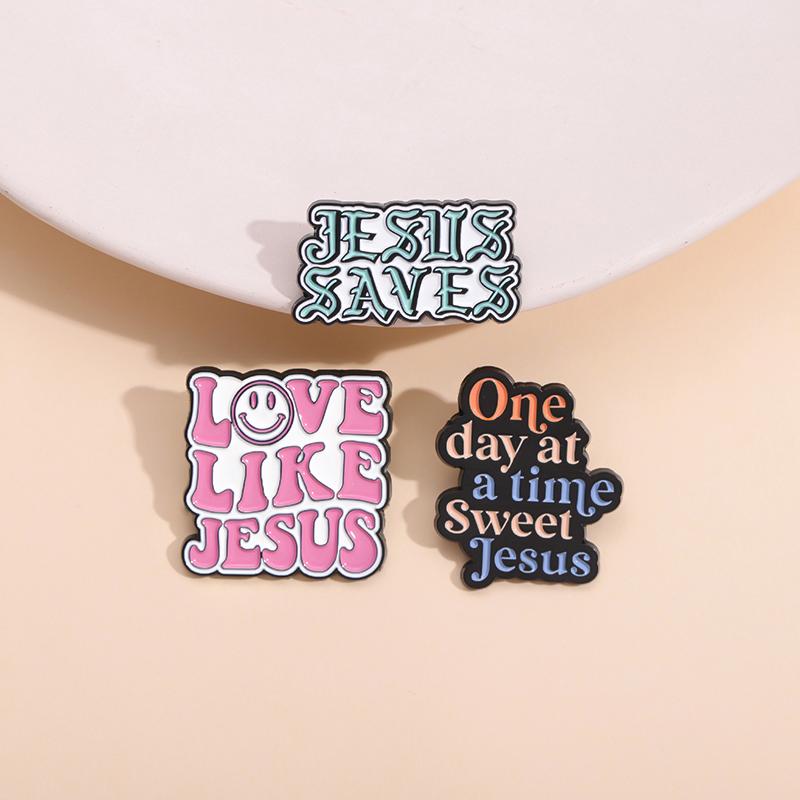Love Like Jesus Saves Enamel Pins Custom Sweet Jesus Banner Brooches Lapel Badges Quotes Jewelry Gift for Kids Friends