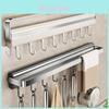 Aluminum Alloy Kitchen Wall Mount Rack With Hooks For Utensils And Cookware Storage