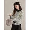 Women's Vintage 3D Floral Crocheted Fleece-Lined Knit Sweater
