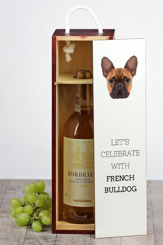 Buldog Francuski - Geometryczne Pudełko Ze Zdjęciem I Napisem Na Wino Marki Art-Dog