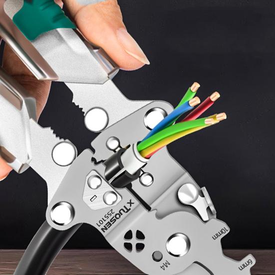 Foldable Wire Stripper Cable Cutter with Voltage Detector Ergonomic Design Electrical Pliers Multifunctional Wire Stripping Pliers