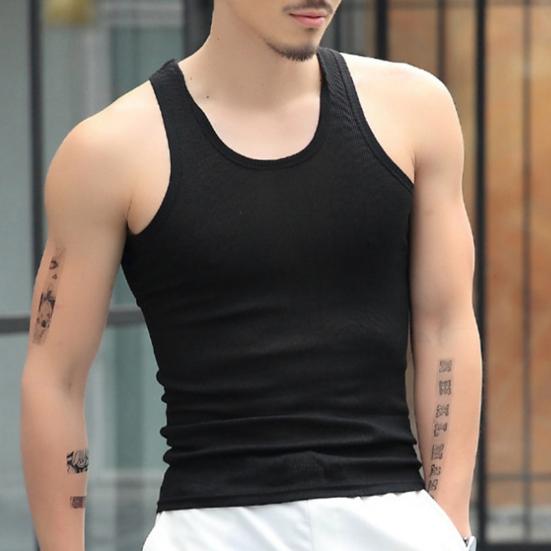 2 Stück Herren Sommer Fitness Weste Einfarbig Nahtlos U-Ausschnitt Ärmellos Dehnbar Weich Atmungsaktiv Schnelltrocknend Pullover Lässig Männer Gym Sport Tank Top