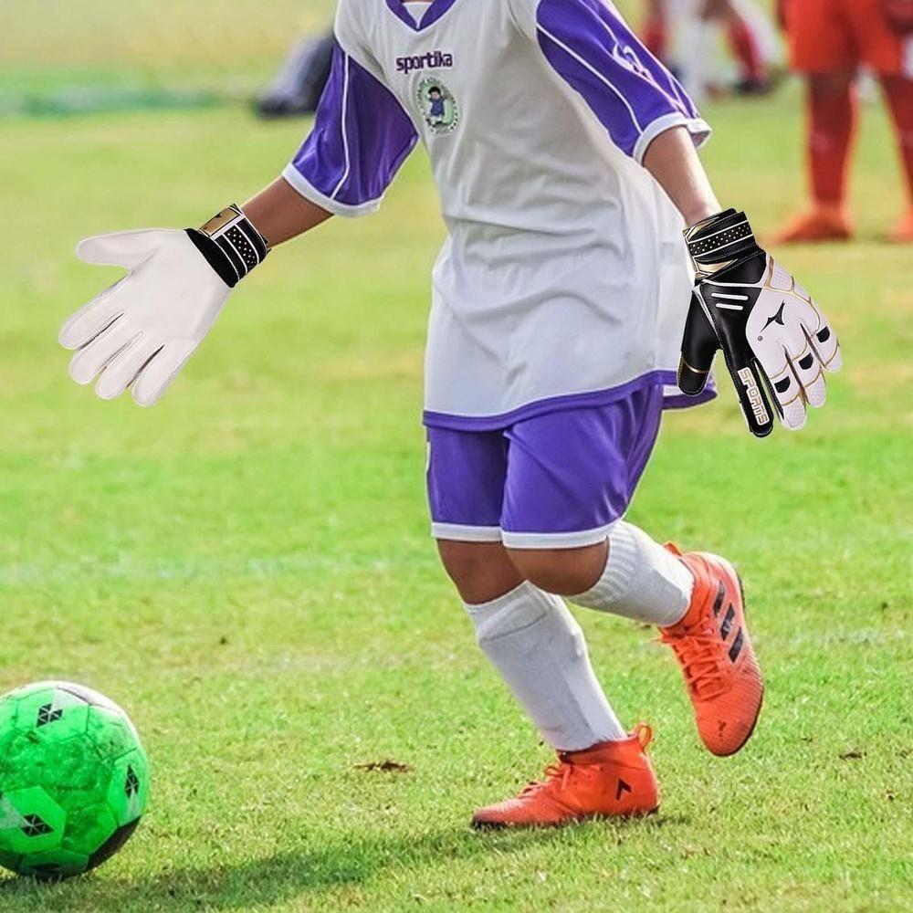 1 Pair Size 5-10 Goalkeeper Gloves Rubber Kids Goalie Gloves Competition   Play Football