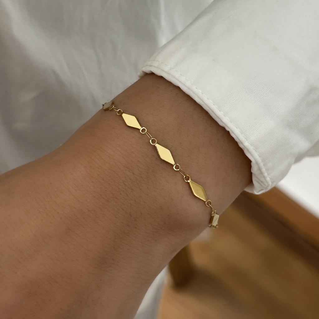 Stainless Steel Luxury Shiny Zircon Charm Bracelet for Women Gold Plated Metal Geometric Chain Bangle Party Minimalist Jewelry
