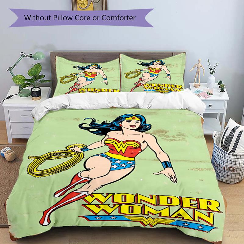 3pcs Wonder Woman Cover Set,Soft Comfortable Duvet Cover,Guest Room (1*Duvet Cover + 2*Pillowcases, Without Core) Yy251024009