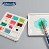 Shimingke 12-Grid Ceramic Palette with Lid - Easy To Clean for Oil and Watercolor Painting