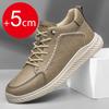 Herrsneakers äkta läder herrstövlar ökade 5 cm snörning sport casual arbetsskor hög topp läder herrankelstövlar