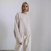 Women's Crew Neck Long Sleeve Knit Top Loose Fit Casual Solid Sweater Cashmere Blend Pullover