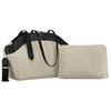 Women's City Bag Made of Genuine Leather and Polyamide Fiber In Beige-black Color - Peterson