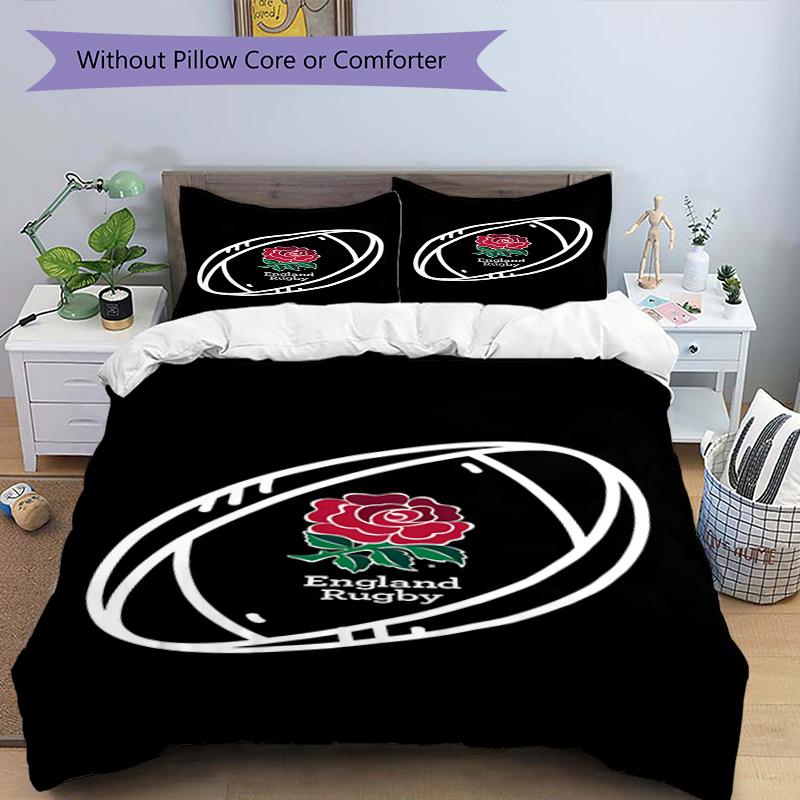 Set Biancheria da Letto Rugby Inghilterra 3 Pezzi Copripiumino Chiusura Include 1 Copripiumino & 2 Federe, Morbido e Confortevole per Tutte le Stagioni.