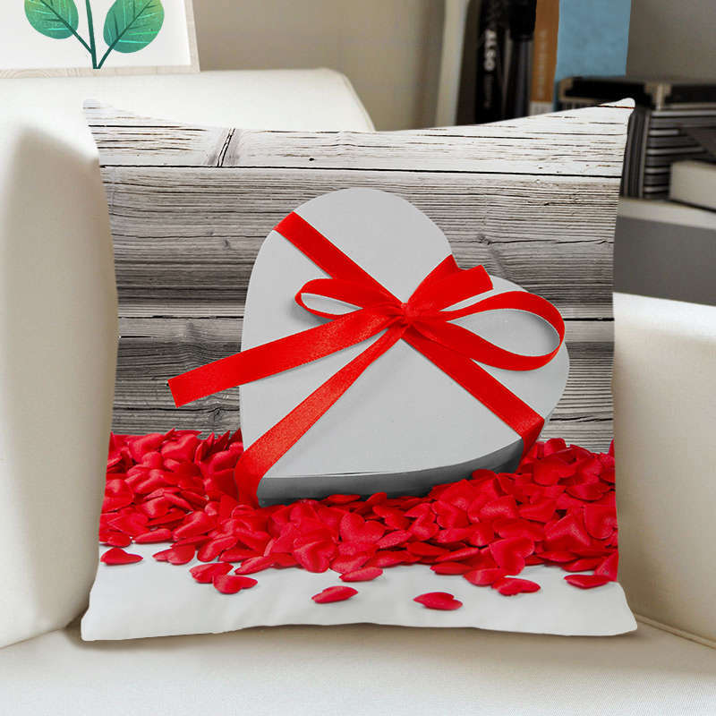 Greeting Card European Bow Gift Peach Skin Valentine's Day Pillow Case Pillow Car Sofa Cushion Cushion