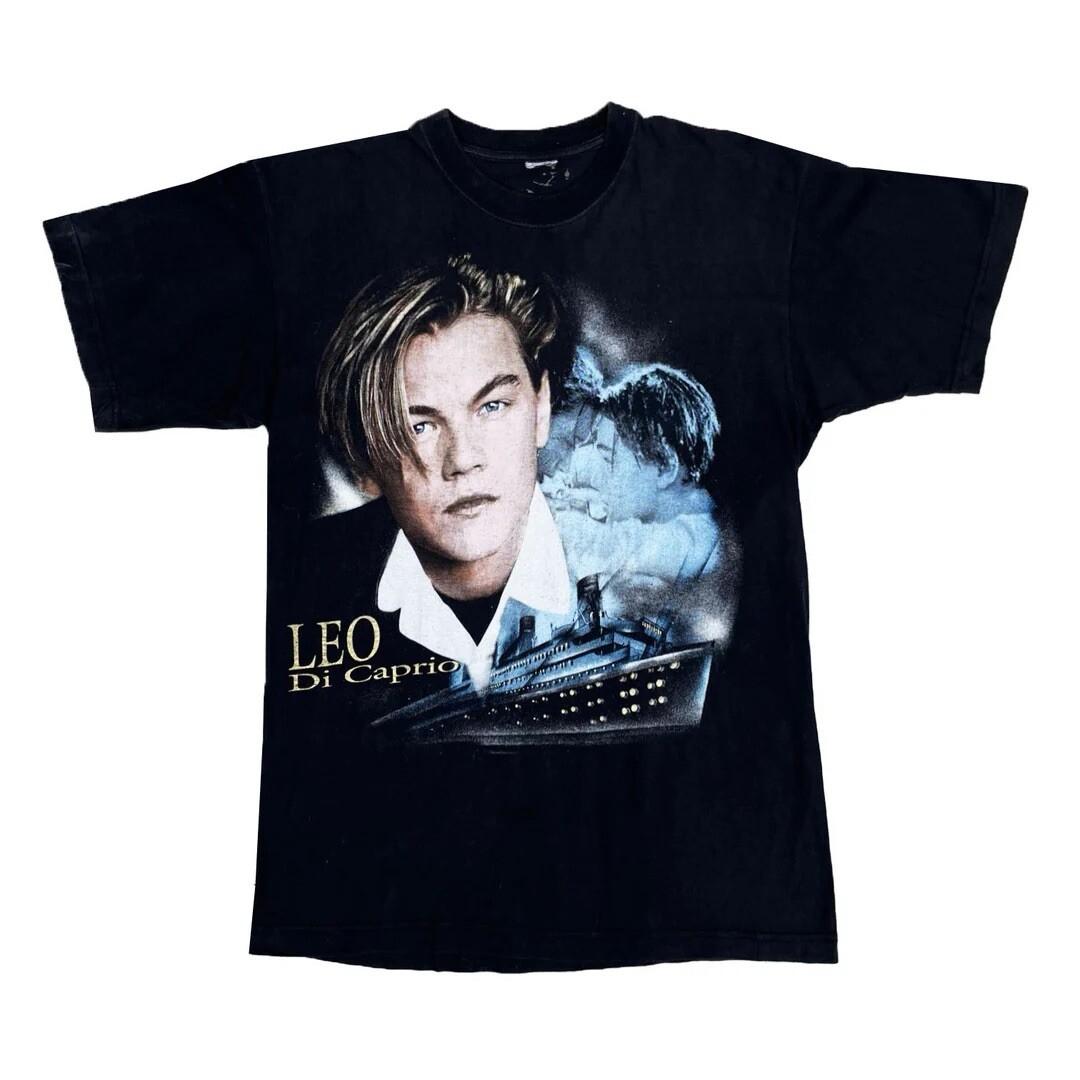 Leonardo DiCaprio 1990 90s Vintage Titanic Movie Promo Rare Unisex T-Shirt S
