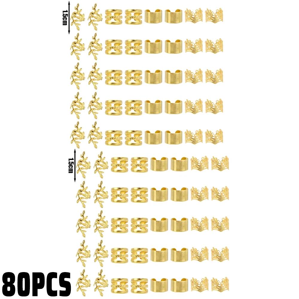 40pcs Alloy Hair Jewelry for Braids Dreadlock Accessories Metal Braid Clips Non-Piercing Ear Clips Beard Beads Hair Cuffs Clips