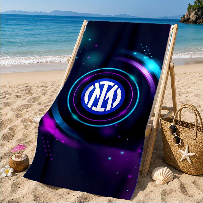 Mi-lan FC Emblem Printed Microfiber Beach Towel, Soft And Absorbent, Quick-Dry, Ideal for Summer Travel, Beach Essential, Swimming Pool