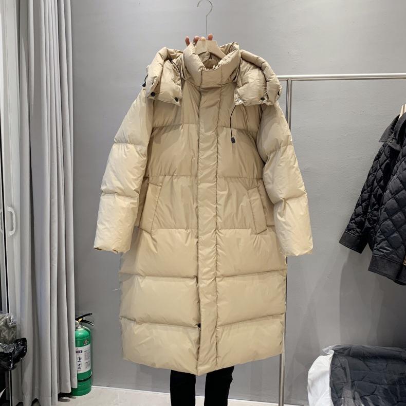 Down jacket women's medium and long 2024 new winter thickened warm Korean version loose hooded women's jacket