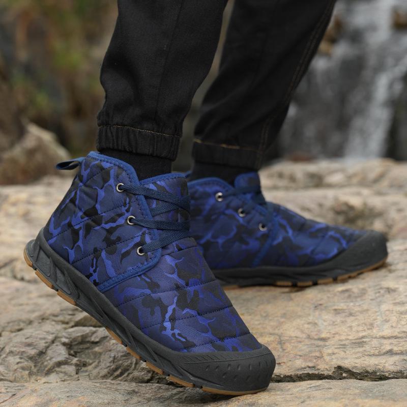 Men's High-Top Camouflage Waterproof Snow Boots - Non-Slip Outdoor Velvet-Lined Casual Cotton Shoes