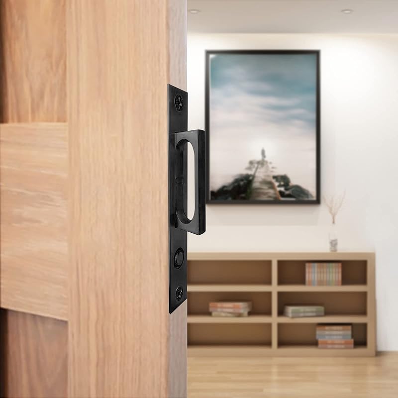 Pocket Door Edge Pull - Sliding Door Pull Handles Hardware,Pockets Hidden On The Side Pop-up Door Handles,Pull Ring Is Larger and Easier To Use Black