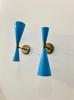 Mid Century Italian Brass Wall Lamp: Blue Sconce Lighting (Set of Two)