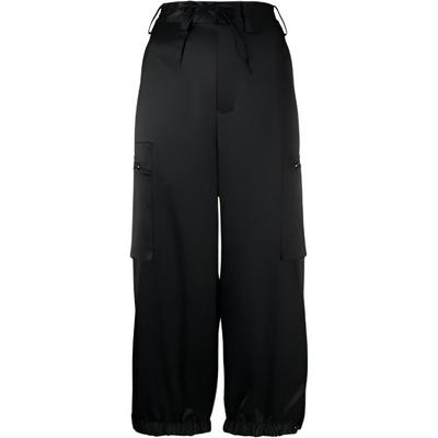SS22 Satin Effect Ankle-Length Sports Pants Women Bottoms Black HG6153