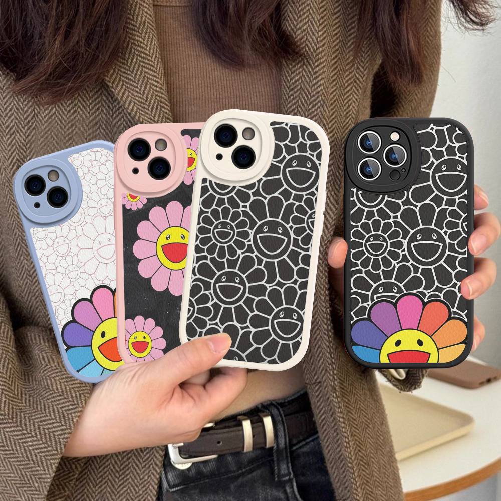 Japanese Artisti M-murakami T-takash Art Colorful For iPhone 16 15 14 13 12 11 Pro Max Plus Shockproof Leather Soft Phone Cover