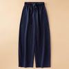 White Cotton Linen High Waist Wide-Leg Pants for Women - Summer 2025 Fashion Casual Nine-Point Length