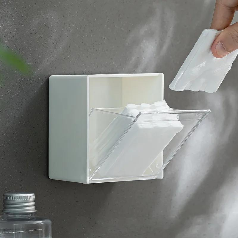 Wall Mounted Storage Box Dustproof Storage Cabinet Bathroom Cotton Swab Container Cosmetics Makeup Box Stationery Organizer Box