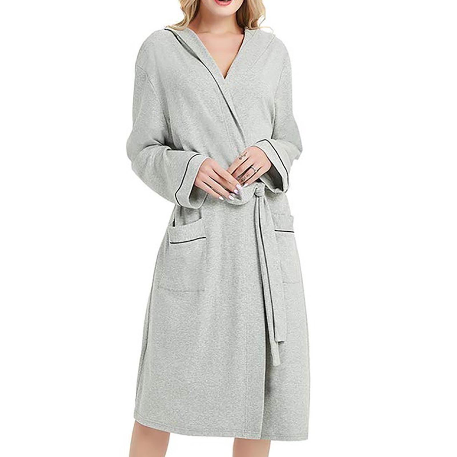 

Женская мода с длинным рукавом, милая спа, удобная вязаная пижама для ванны XL серый